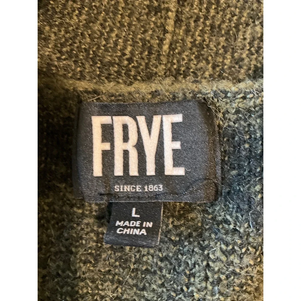 Frye‎ The Cozy Open Front Cardigan Oversized Olive Green Black Aztec Western L